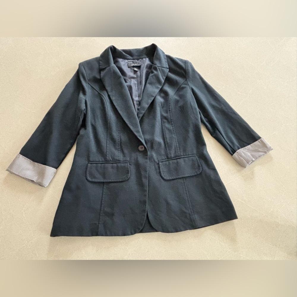BCX Navy Women’s Blazer Jacket Classic Single-Button Coat Sz. X Large Office